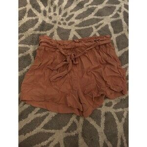 Coral High Rise Francesca’s Paper Bag Waist Shorts
